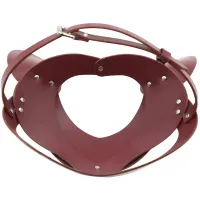 Изображение KISSEXPO Кожаная бордовая маска Кошка декорированная стразами