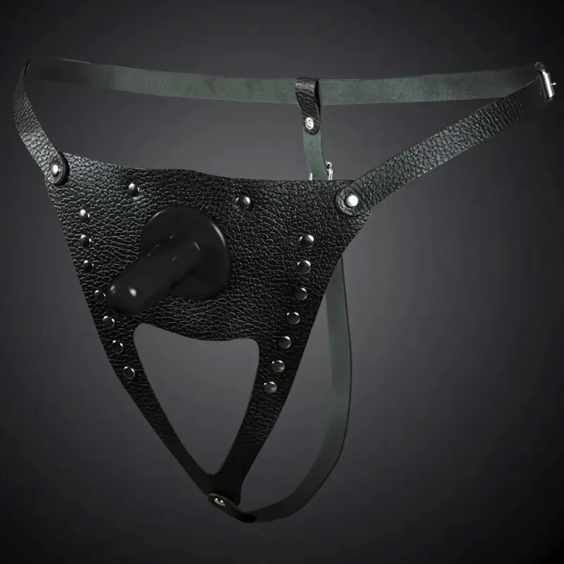 Изображение Sitabella, Россия Трусики для страпона с заклепками из натуральной кожи со штырьком Sitabella