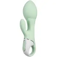 Фото Satisfyer, Германия Расширяющийся смарт-вибратор с клиторальным стимулятором Satisfyer Air Pump Bunny 5+ зеленый