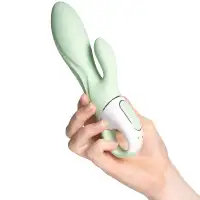 Фото Satisfyer, Германия Расширяющийся смарт-вибратор с клиторальным стимулятором Satisfyer Air Pump Bunny 5+ зеленый
