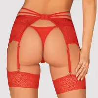 Изображение Obsessive, Польша Красный кружевной пояс для чулок со стрепами Loventy L/XL