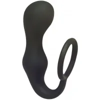 Изображение  Анальная пробка с кольцом на пенис Double Pleasure Anal Plug Black