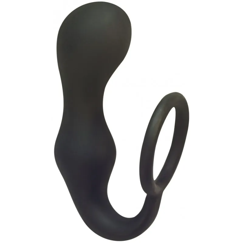 Изображение  Анальная пробка с кольцом на пенис Double Pleasure Anal Plug Black