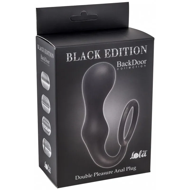 Изображение  Анальная пробка с кольцом на пенис Double Pleasure Anal Plug Black