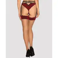 Изображение Obsessive, Польша Бежевые чулки с красной кружевной резинкой L/XL