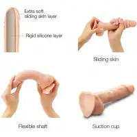 Изображение  Реалистичный фаллоимитатор на присоске Strap-On-Me с подвижной кожей L телесный 19 см