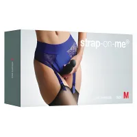 Изображение Strap-on-me Кружевные трусики для страпона с пажами Strap-On-Me Harness Lingerie Diva M синий