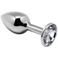 Изображение  Анальная пробка из металла Alive Mini Metal Butt M с прозрачным камушком