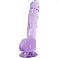 Изображение Lola Toys, Россия Прозрачный фаллос с мошонкой Intergalactic Luminous Purple 20 см