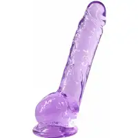 Изображение Lola Toys, Россия Прозрачный фаллос с мошонкой Intergalactic Luminous Purple 20 см