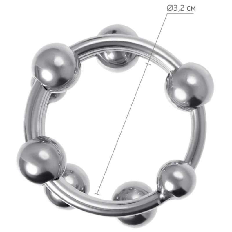 Фото TOYFA Basic Металлическое кольцо с подвижными бусинами под головку пениса Metal by Toyfa