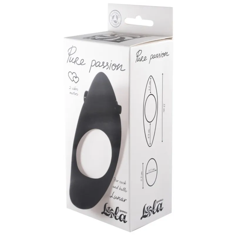 Изображение Lola Toys, Россия Эрекционное кольцо с двойной вибростимуляцией Pure Passion Lunar Black