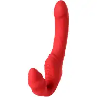 Изображение TOYFA Basic Безремневой страпон с вибрацией Black and Red by Toyfa 35 см красный