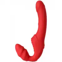 Изображение TOYFA Basic Безремневой страпон с вибрацией Black and Red by Toyfa 35 см красный