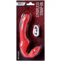 Изображение TOYFA Basic Безремневой страпон с вибрацией Black and Red by Toyfa 35 см красный