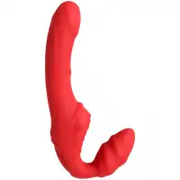 Изображение TOYFA Basic Безремневой страпон с вибрацией Black and Red by Toyfa 35 см красный
