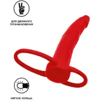 Фото Toyfa, Китай Насадка для двойного проникновения Black and Red by Toyfa 17 см красная