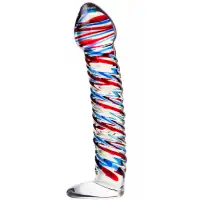 Изображение Sexus Glass Ребристый фаллос из стекла Sexus Glass 17 см