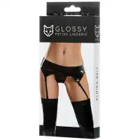 Изображение Erolanta Glossy Пояс для чулок и трусики-стринги Glossy Almira из материала Wetlook M