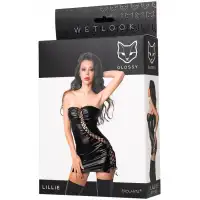 Фото Erolanta Glossy Мини-платье на шнуровке Glossy Lillie из материала Wetlook L