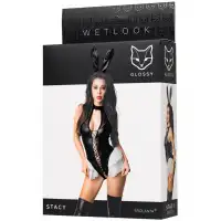 Изображение Erolanta Glossy Игривый костюм зайки Glossy Stacy из материала Wetlook L