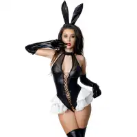 Изображение Erolanta Glossy Игривый костюм зайки Glossy Stacy из материала Wetlook L