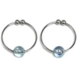 Клипсы-колечки для сосков с голубыми бусинами Silver Nipple Rings