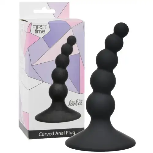 Изображение Lola Toys, Россия Анальная елочка на присоске First Time Ribbed Plug Black