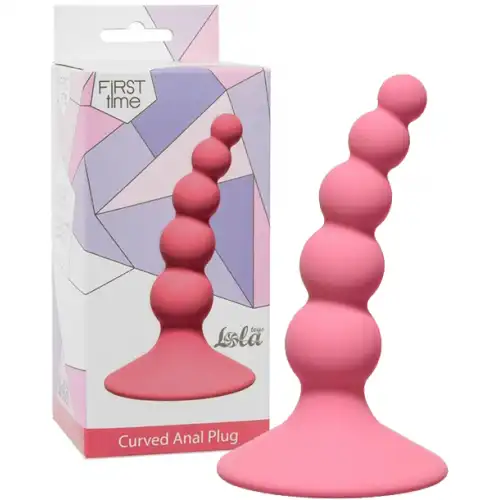 Фото Lola Toys, Россия Анальная елочка на присоске First Time Ribbed Plug Pink