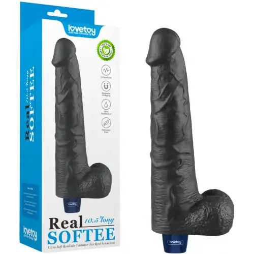 Изображение Lovetoy, Китай Классический черный вибратор с мошонкой Real Softee 27 см