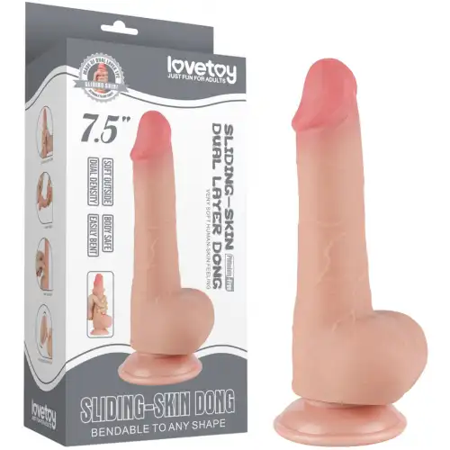 Фото  Реалистичный фаллоимитатор с эффектом двойной кожи Lovetoy Sliding-Skin Dual Layer Dong 19 см