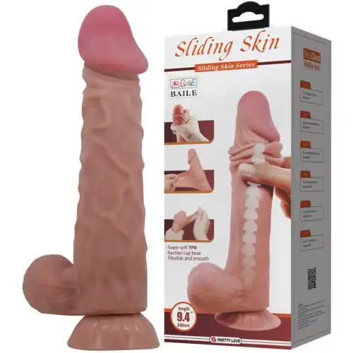 Изображение  Реалистичный фаллоимитатор с эффектом двойной кожи мулат Pretty Love Sliding Skin Mendel 24 см