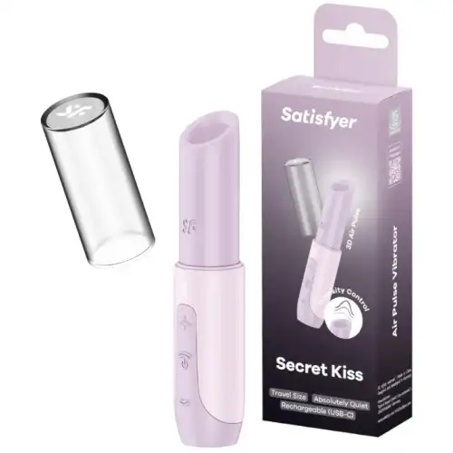 Фото Satisfyer, Германия Вакуумно-волновой мини-стимулятор клитора с вибрацией помада Satisfyer Secret Kiss