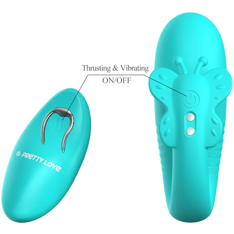 Фото Pretty Love, Китай Виброяйцо с поступательными движениями Pretty Love Remi с пультом ДУ бирюзовое