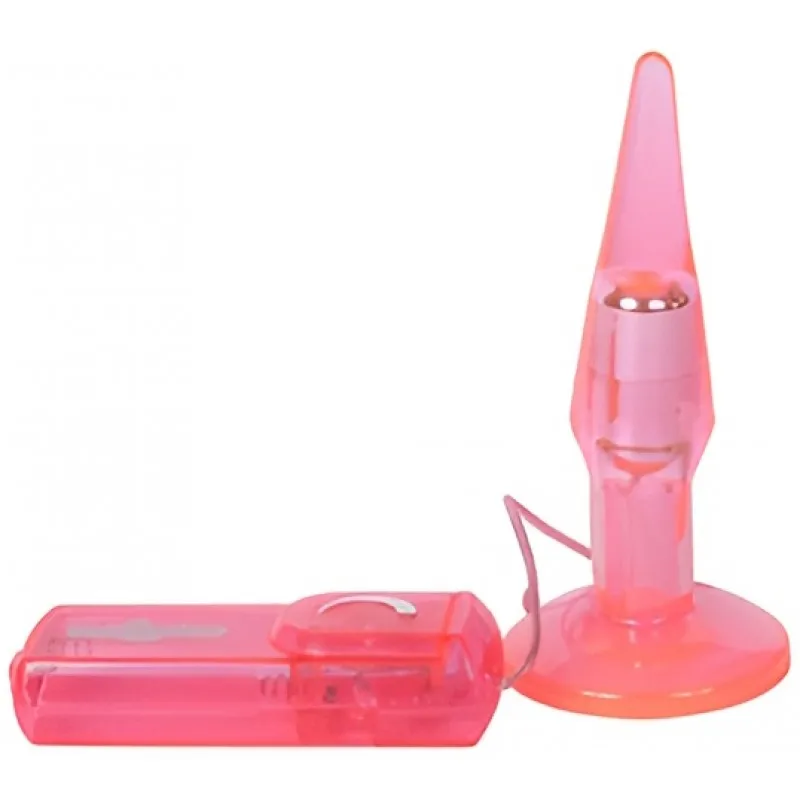 Изображение  Анальная пробка с вибрацией Small Clear Butt Plug розовая