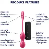 Фото Satisfyer, Германия Вагинальные смарт-шарики с вибрацией Satisfyer Love Birds 2 красные