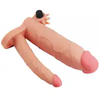 Изображение Lovetoy, Китай Удлиняющая вибронасадка для двойного проникновения Pleasure X Tender Vibrating Double Penis Sleeve + 8 см