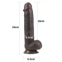 Фото Lovetoy, Китай Черный фаллоимитатор на присоске Lovetoy Sliding-Skin Dual Layer Dong 24 см