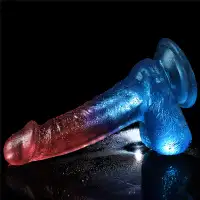 Изображение Lovetoy, Китай Рельефный фаллоимитатор с мошонкой и цветным градиентом Lovetoy Dazzle Studs 19 см