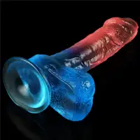Изображение Lovetoy, Китай Рельефный фаллоимитатор с мошонкой и цветным градиентом Lovetoy Dazzle Studs 19 см