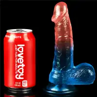 Изображение Lovetoy, Китай Рельефный фаллоимитатор с мошонкой и цветным градиентом Lovetoy Dazzle Studs 19 см