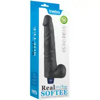Изображение Lovetoy, Китай Классический черный вибратор с мошонкой Real Softee 27 см