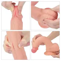 Фото Lovetoy, Китай Фаллос на присоске с мошонкой Dual-Layered Silicone Dildo 22 см