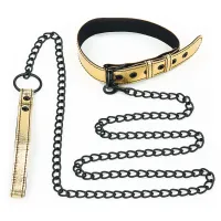 Изображение Lovetoy, Китай Ошейник с поводком на цепи Bondage Fetish золотистый