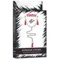 Фото Lovetoy, Китай Зажимы для сосков и клитора с красными кисточками Nipple Clit Tassel Clamp With Chain