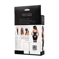 Фото  Платье Glossy Nelly с кружевом из материала Wetlook, черное, XL
