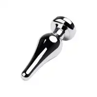 Изображение Metal by TOYFA Анальная втулка Metal by TOYFA, металл, серебряная, с красным кристаллом, 10 см, Ø 3 см, 95 г