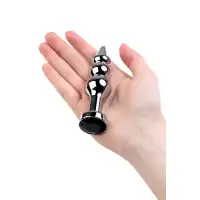 Изображение Metal by TOYFA Анальная втулка Metal by TOYFA, металл, серебряная, с чёрным кристаллом, 11 см, Ø 3 см, 95 г