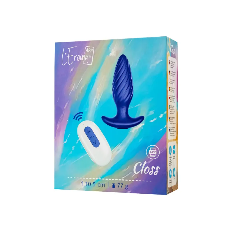 Изображение Leroina Анальная вибровтулка L`Eroina APP CLOSS с управлением от приложения и пульта, силикон, синий, 10,5 с