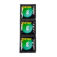 Изображение GANZO Презервативы Ganzo, ultra thin, ультратонкие, латекс, 18 см, 5,2 см, 3 шт.в пакете Black Edition